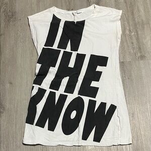 White and Black Graphic Women's Top